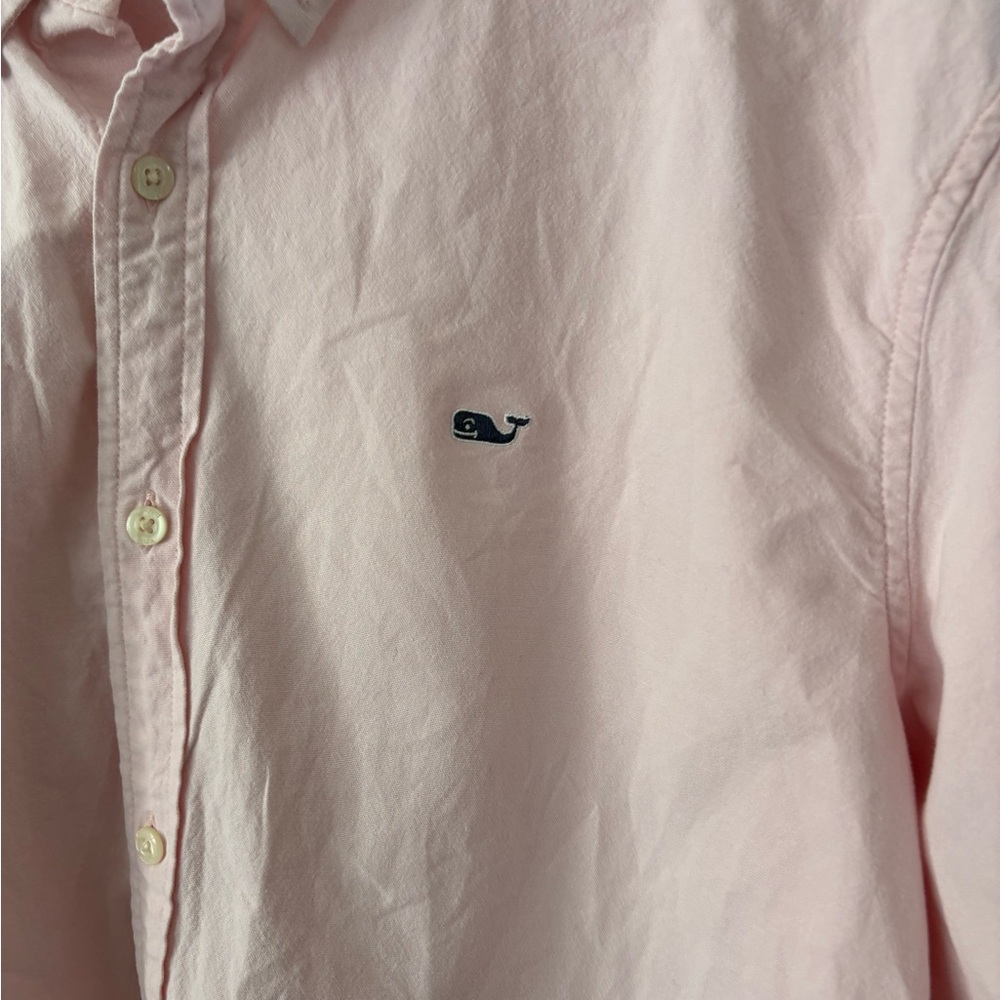 Vineyard vines cotton button up in flamingo xxl